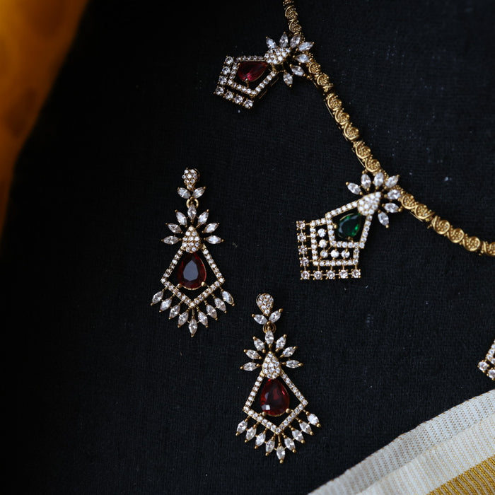 Antique multi stone short necklace and earrings TTS4367