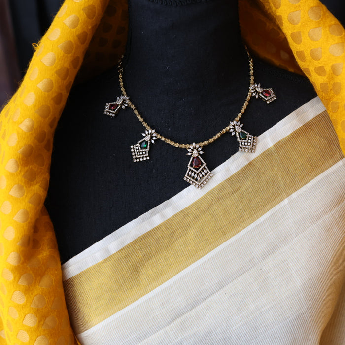 Antique multi stone short necklace and earrings TTS4367