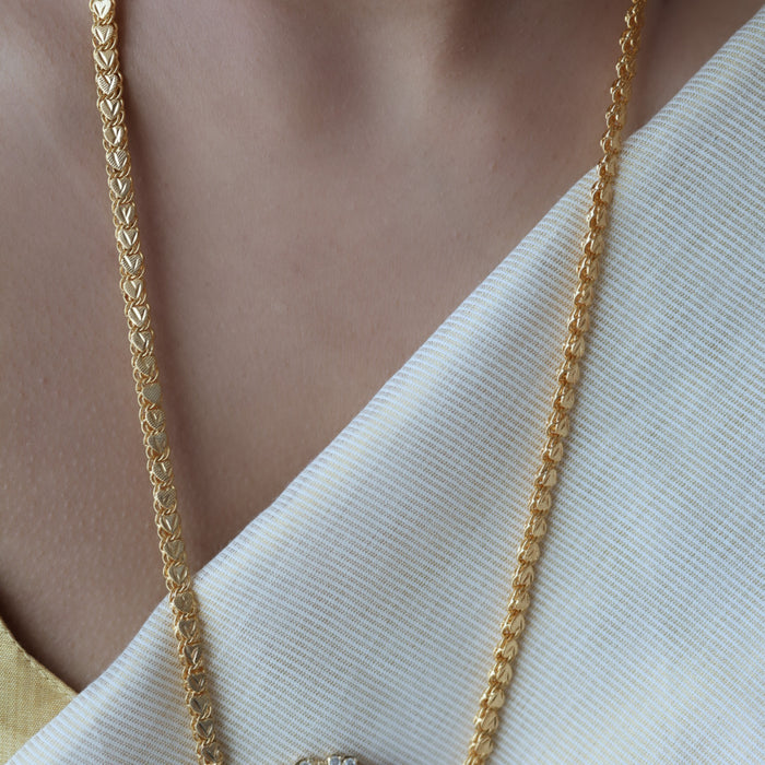 Heritage gold plated ruby white stone padakam necklace HP670777