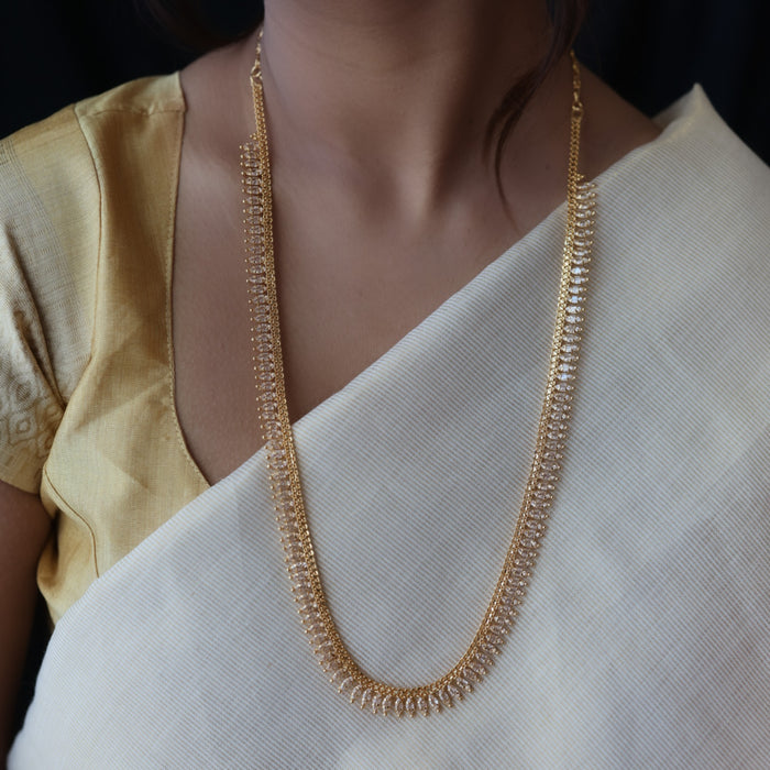 Heritage gold plated white stone long necklace HL5582