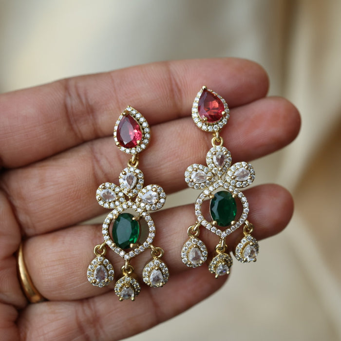 Antique multi stone short necklace with earrings TTS43543