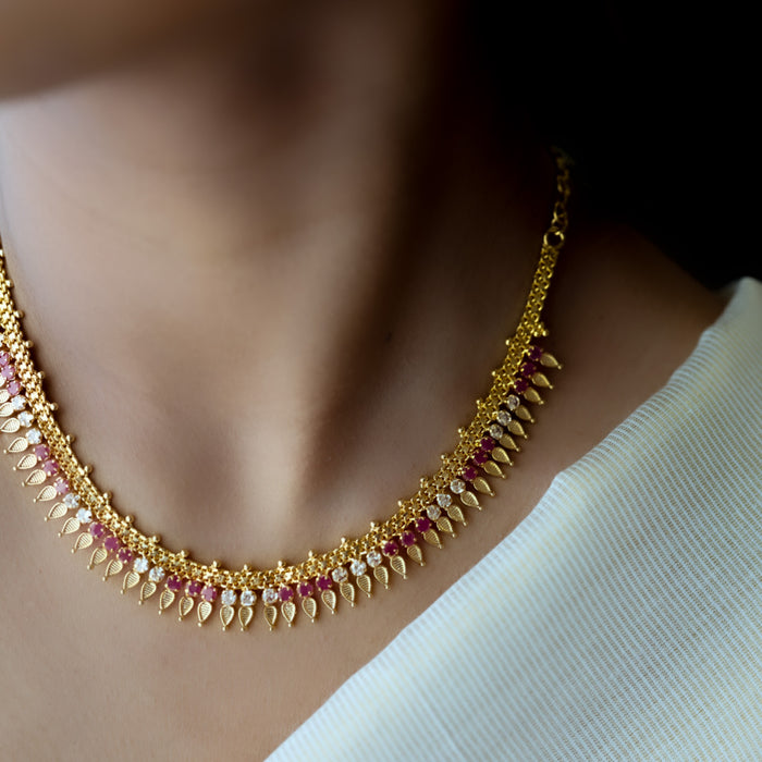 Heritage gold plated short necklace H9022