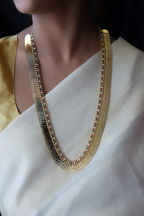 Heritage gold plated coin long necklace HL5375