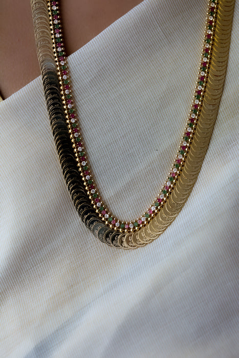 Heritage gold plated coin long necklace HL5375