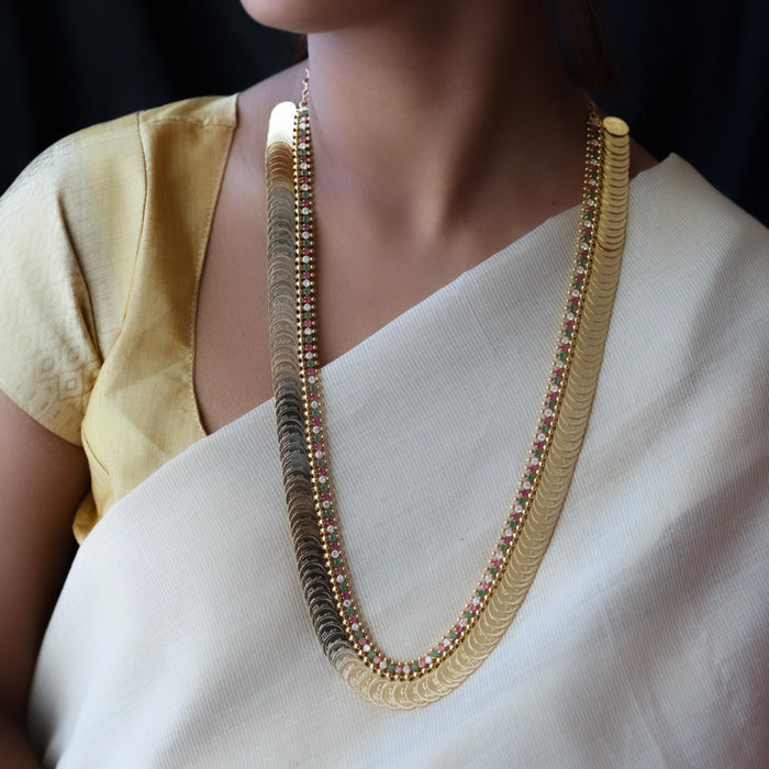 Heritage gold plated coin long necklace HL5375