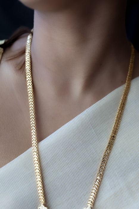 Heritage gold plated white padakam long necklace with earrings HP166