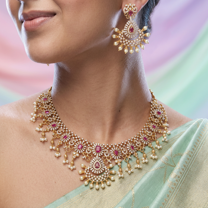 Antique pearl short necklace and earrings SS110122