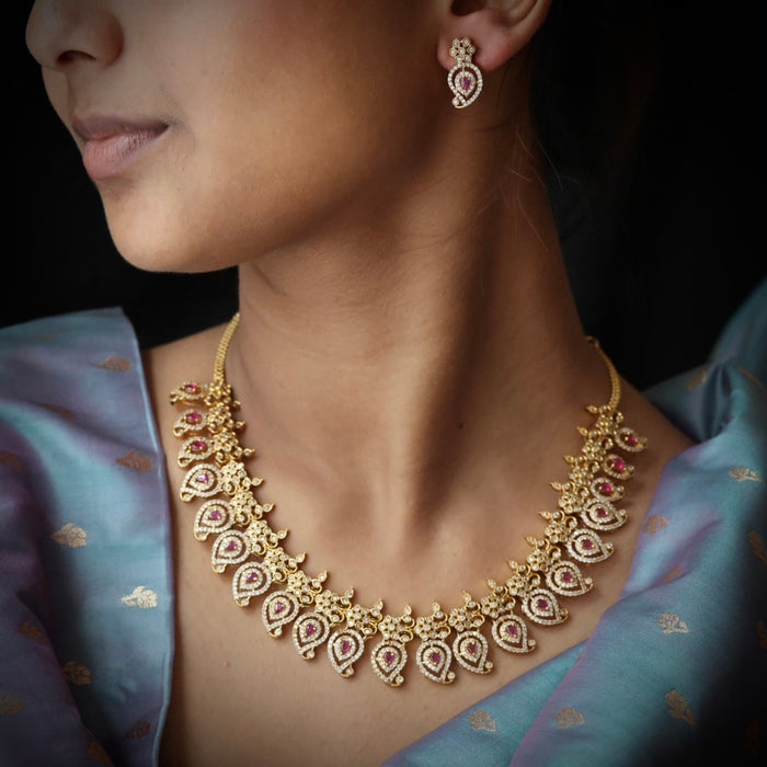 Antique mango short necklace with earrings S1B1681