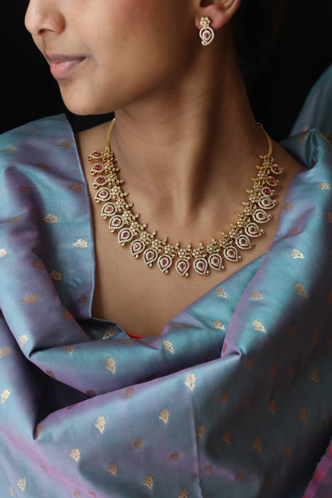 Antique mango short necklace with earrings S1B1681