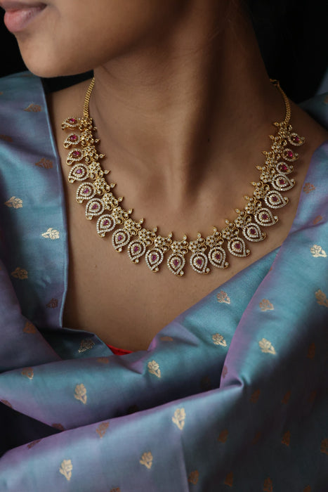 Antique mango short necklace with earrings S1B1681