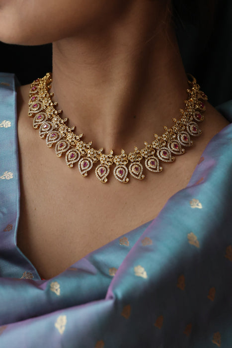 Antique mango short necklace with earrings S1B1681