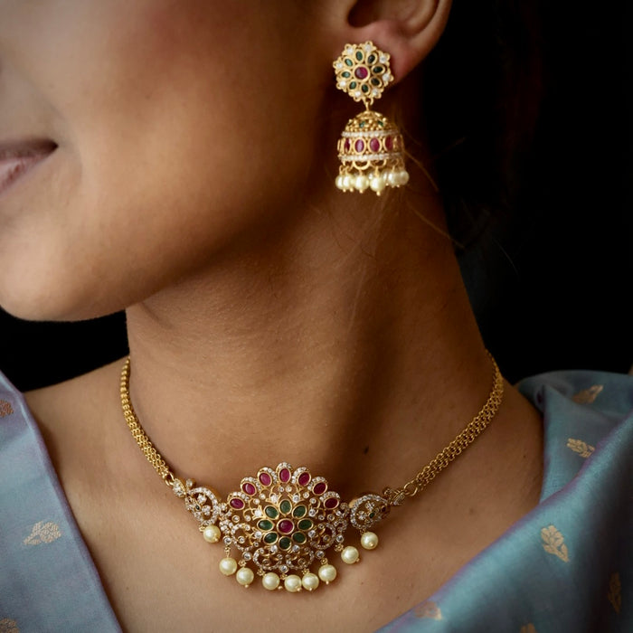Antique choker necklace and earrings CCB174899