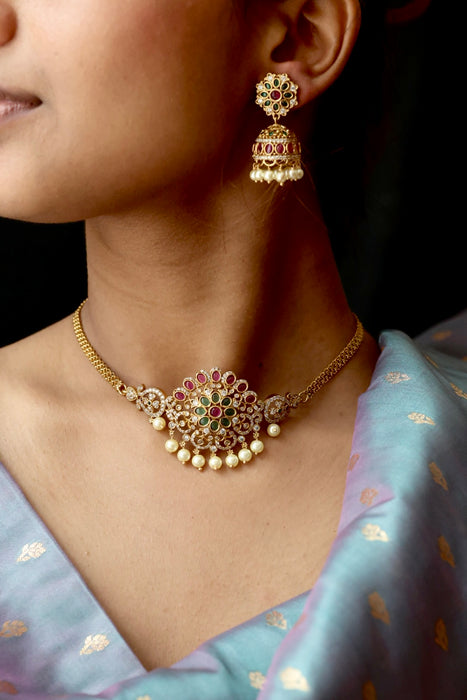 Antique choker necklace and earrings CCB174899