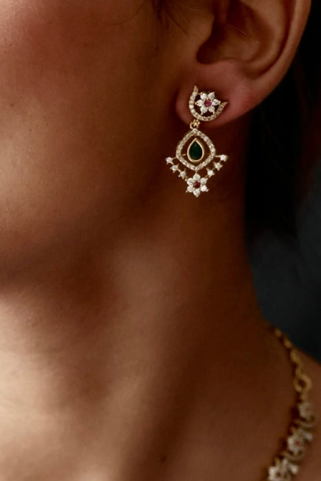 Antique  multi stone short necklace with earrings TTS42455