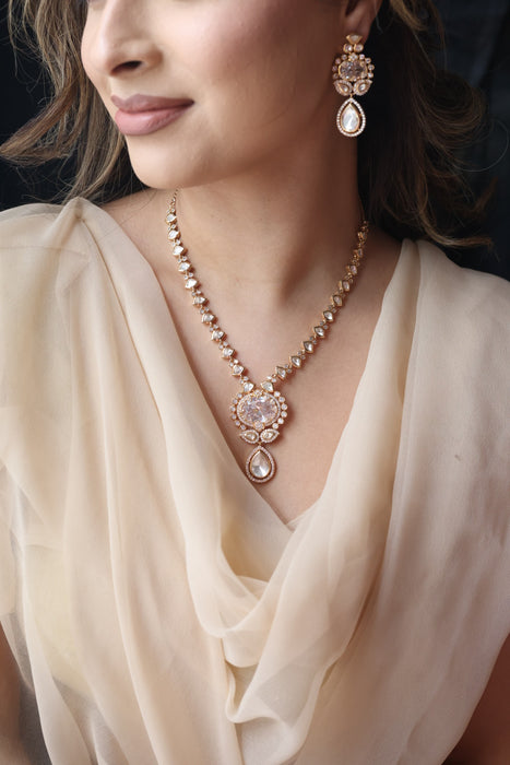 Kundan white stone short necklace with earrings MS2334