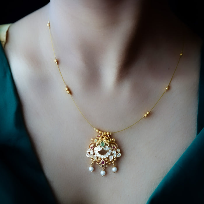 Antique invisible short necklace IN10011