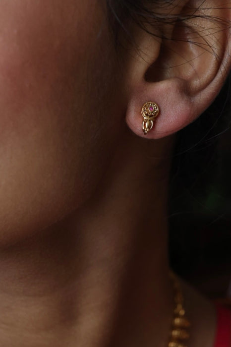 Antique gold short necklace and earrings SS10879