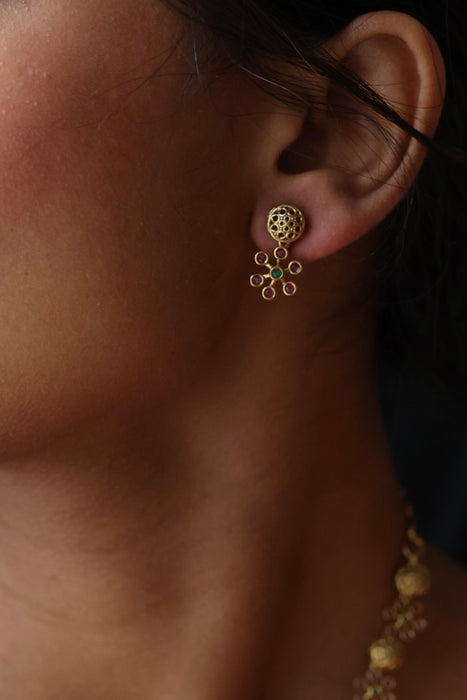 Antique ruby stone short necklace and earrings SS10811