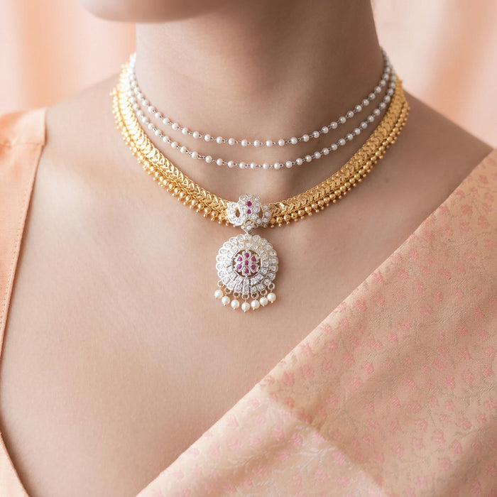 Heritage gold plated short necklace H4335