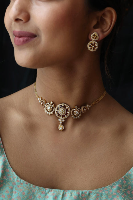 Antique choker necklace with earrings CCB13130
