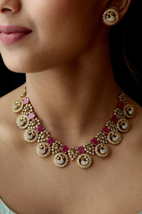 Antique short necklace and earrings SS10130