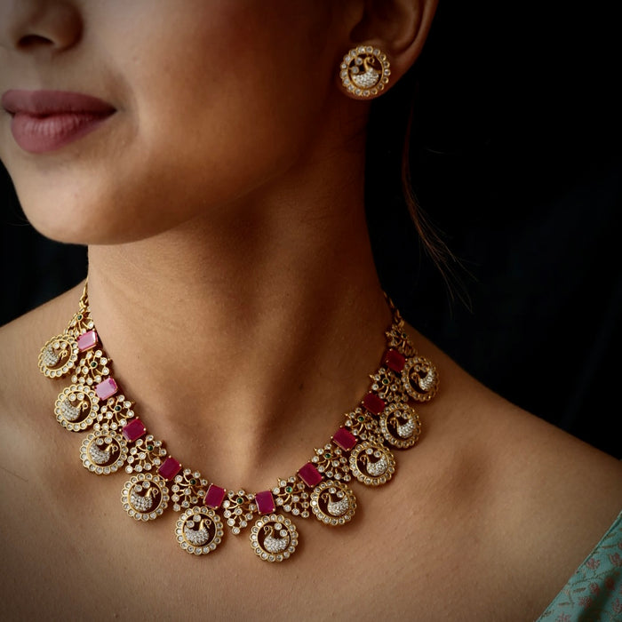 Antique short necklace and earrings SS10130