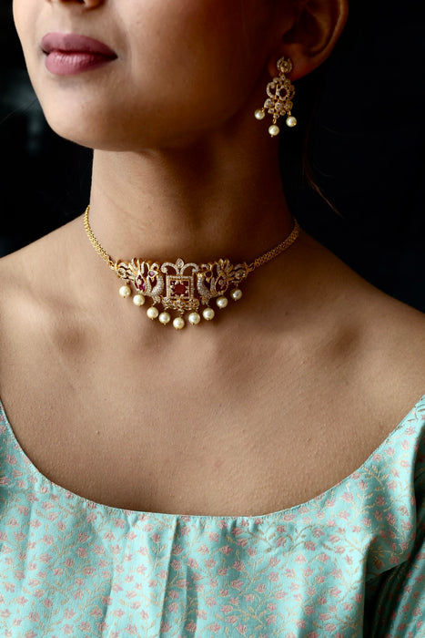 Antique choker necklace with earrings CCB13111