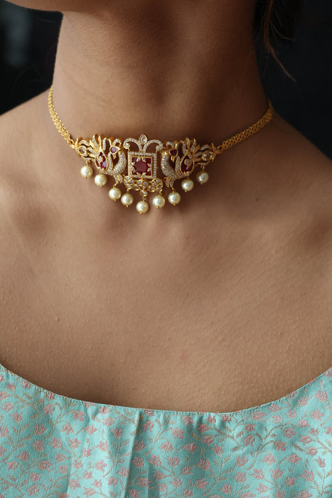Antique choker necklace with earrings CCB13111