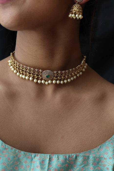Antique choker necklace with earrings CCB23110