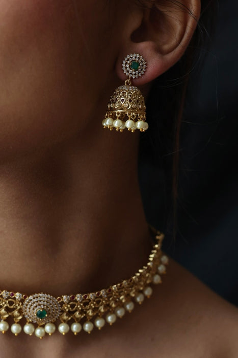 Antique choker necklace with earrings CCB23110