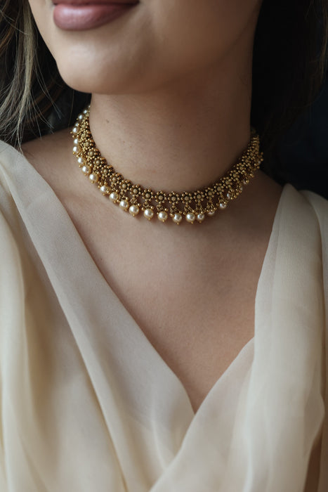 Antique simple short necklace with earrings G40091