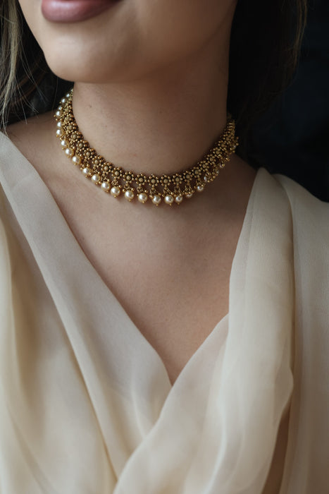 Antique simple short necklace with earrings G40091