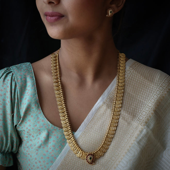 Antique gold coin long necklace and earrings LL030799