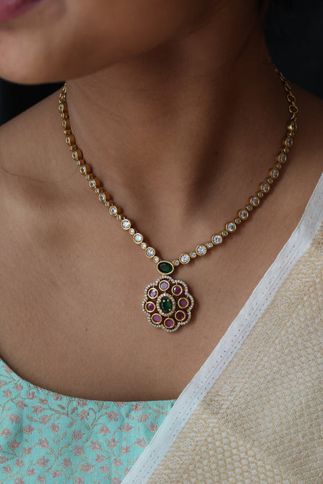 Antique ruby stone short necklace and earrings SS101122