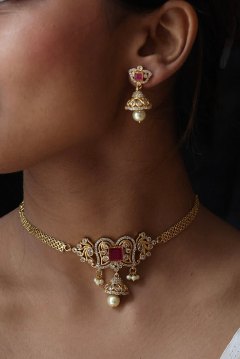 Antique choker necklace with earrings CCB13112
