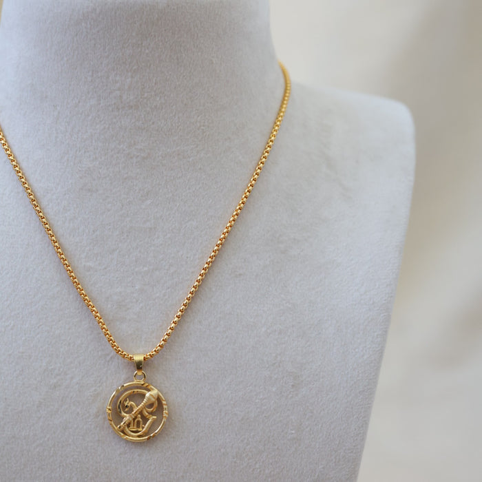 Heritage gold plated murugan om pendant with chain HC004