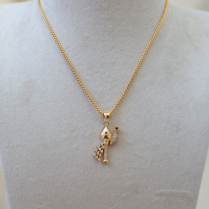 Heritage gold plated murugan om pendant with chain HC001