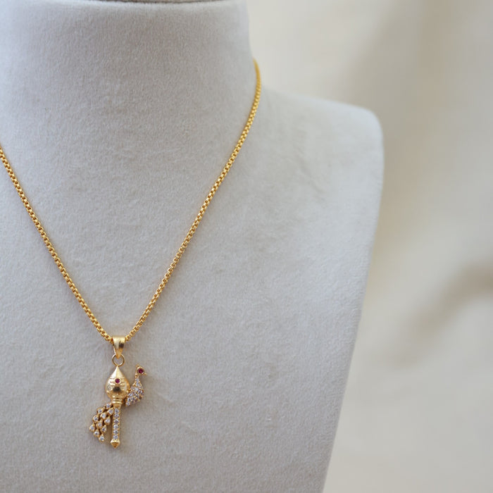 Heritage gold plated murugan om pendant with chain HC001