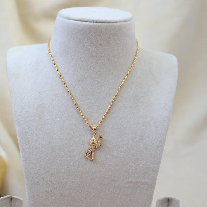 Heritage gold plated murugan om pendant with chain HC001