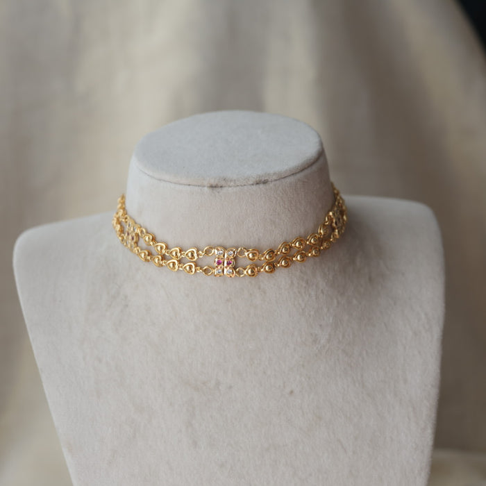 Heritage gold plated choker short necklace H1788