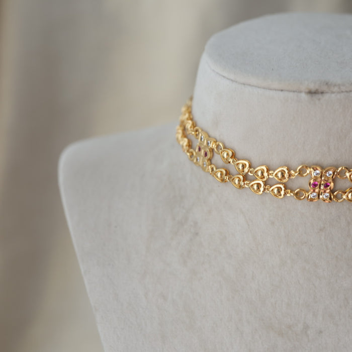 Heritage gold plated choker short necklace H1788