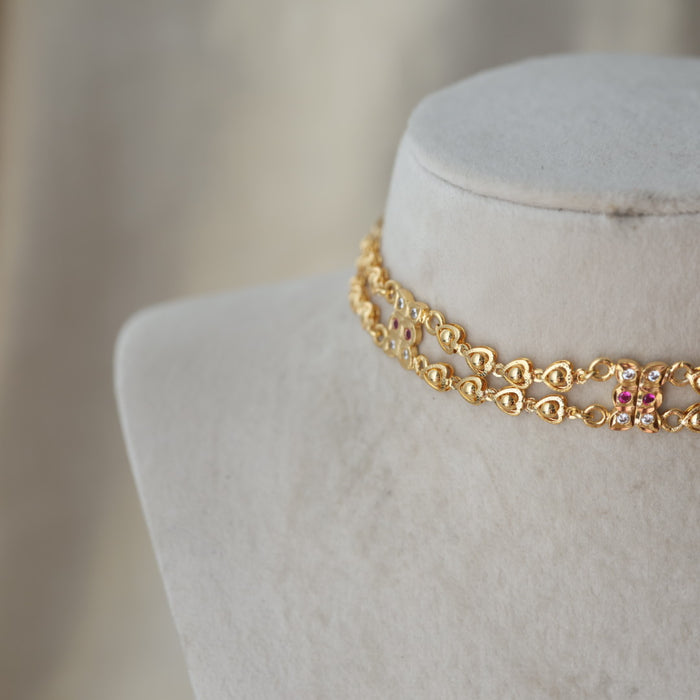 Heritage gold plated choker short necklace H1788