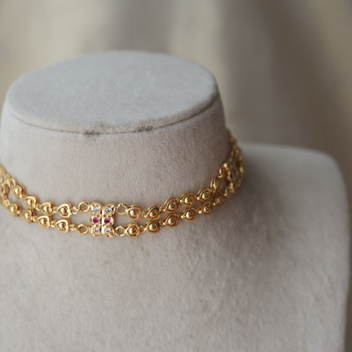 Heritage gold plated choker short necklace H1788