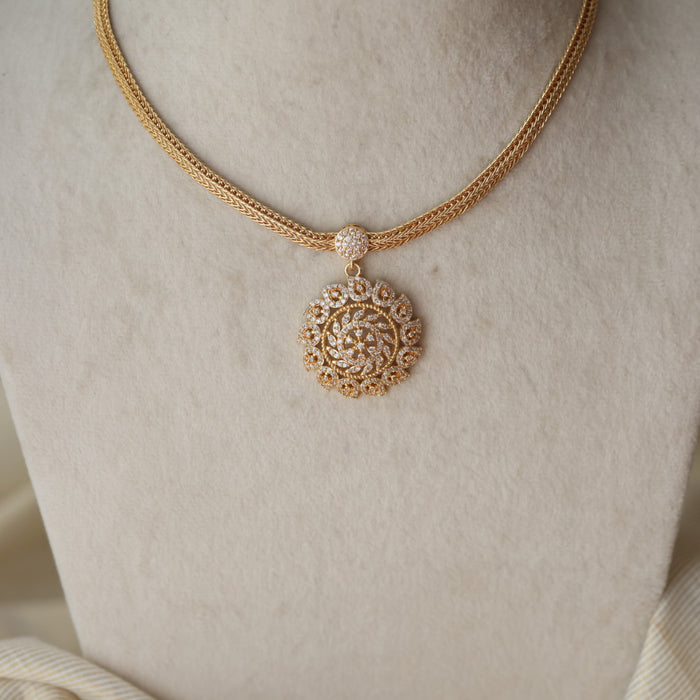 Heritage white stone gold plated short necklace H9010