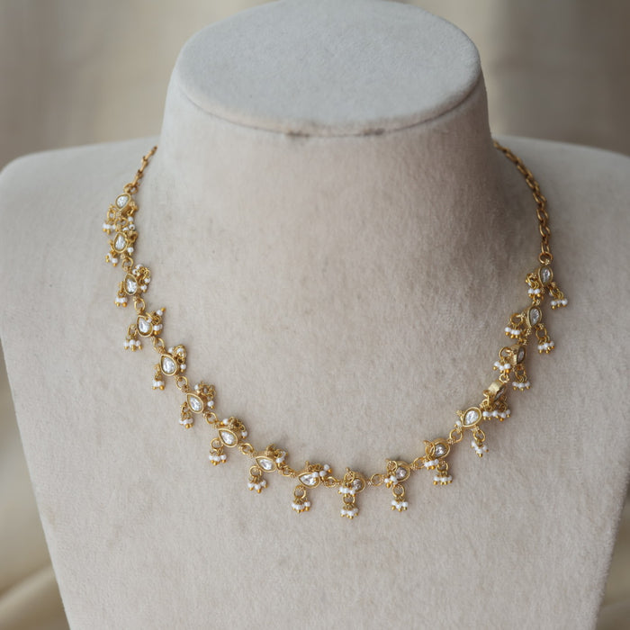 Antique white stone choker short necklace CCB1345
