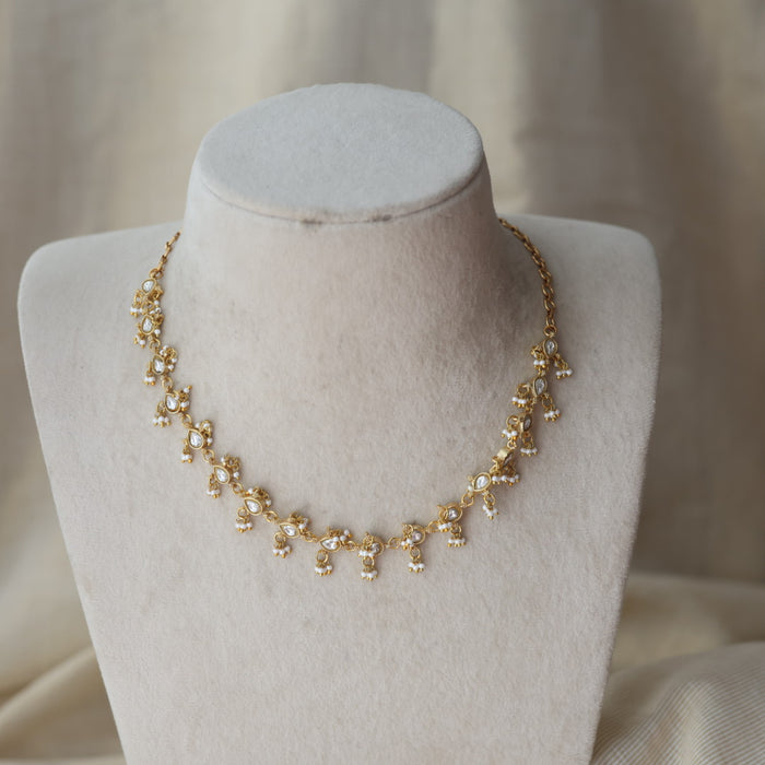 Antique white stone choker short necklace CCB1345