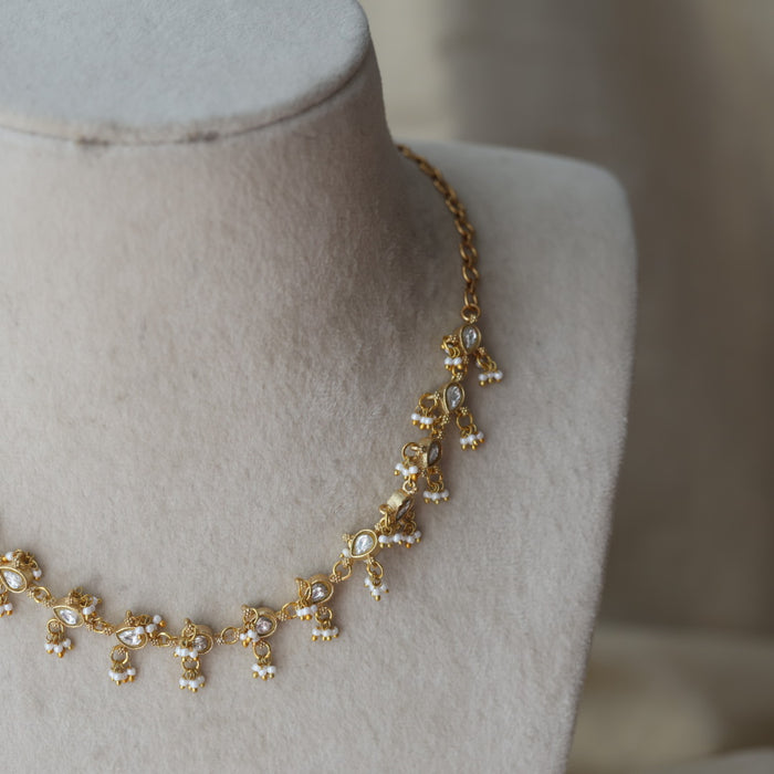 Antique white stone choker short necklace CCB1345