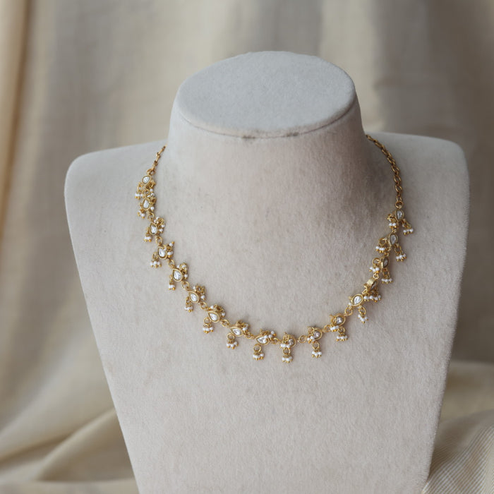 Antique white stone choker short necklace CCB1345