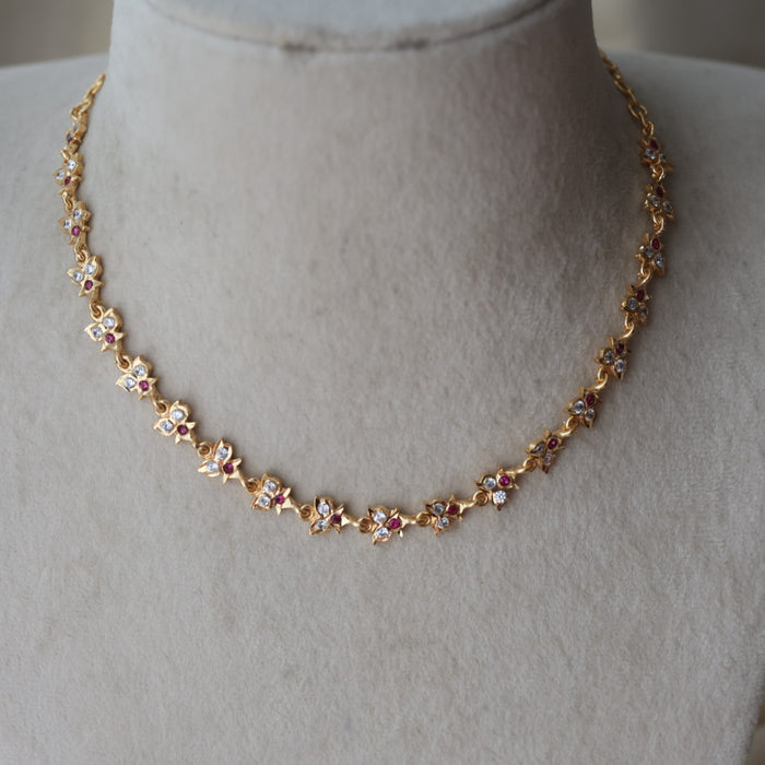 Heritage gold plated pearl choker short necklace set H2189