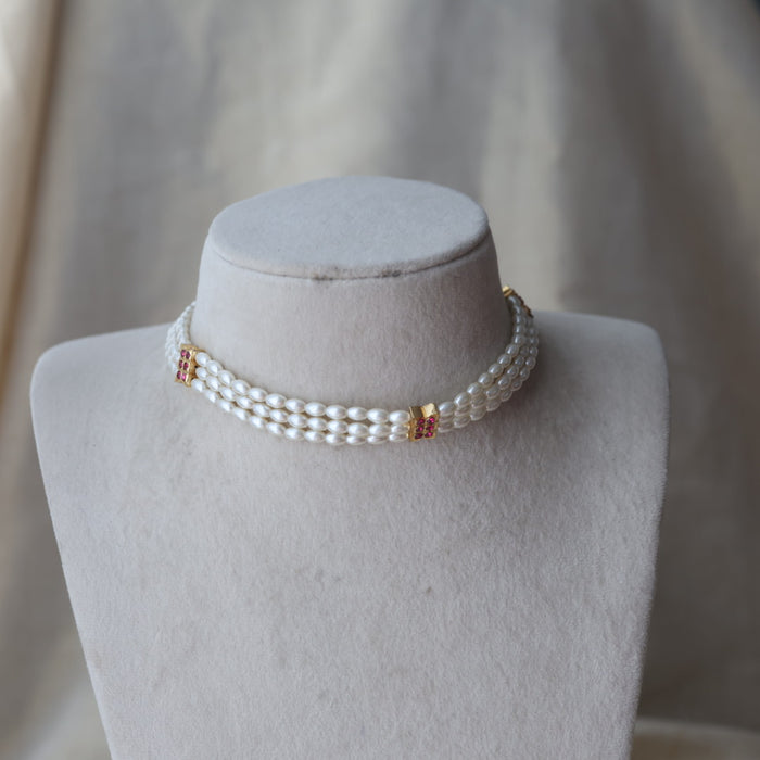 Heritage gold plated pearl choker short necklace set H2678
